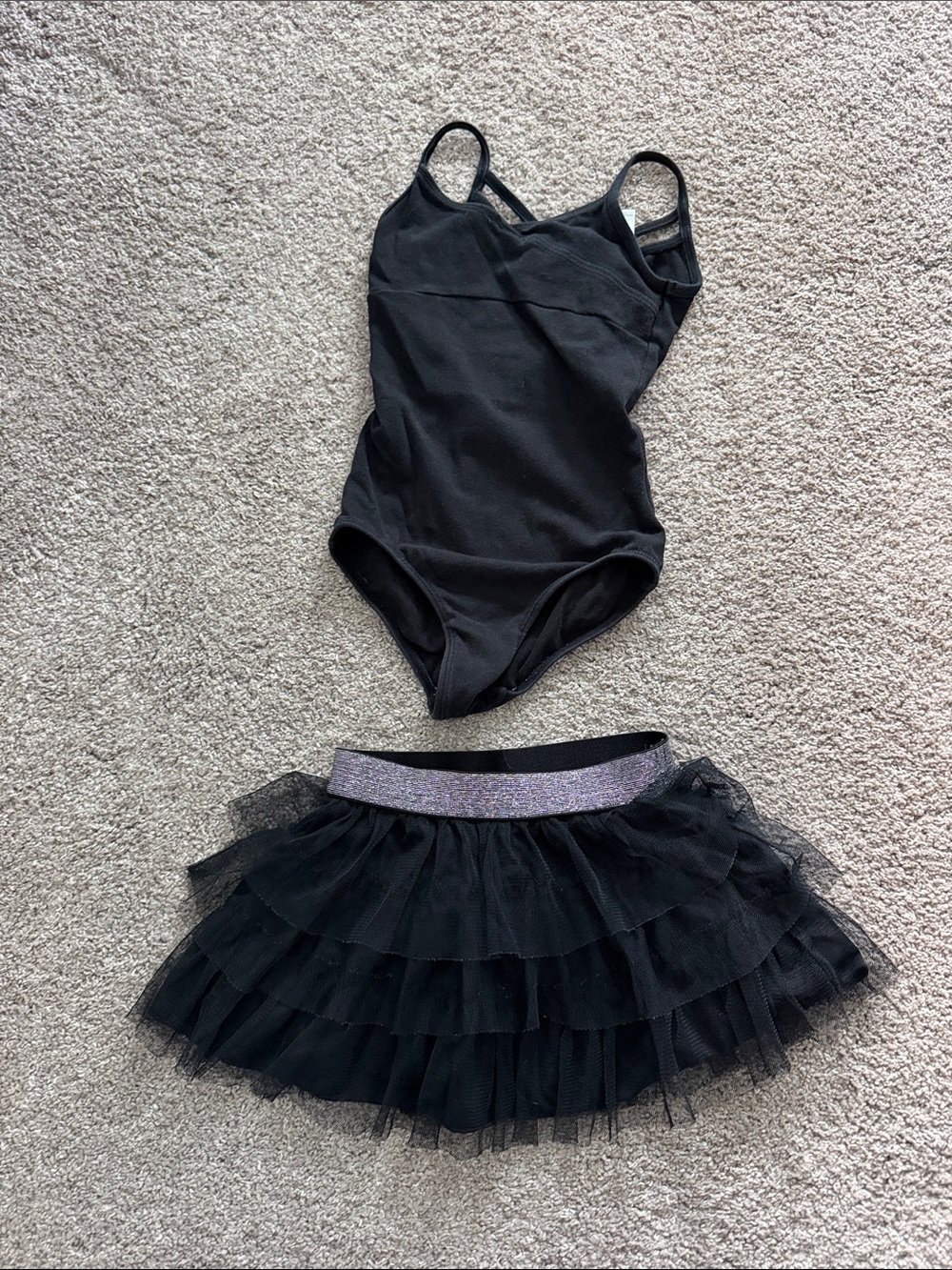 Girls Black Tutu Dance Set with Sparkle Waistband